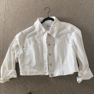 Oversized white denim jacket